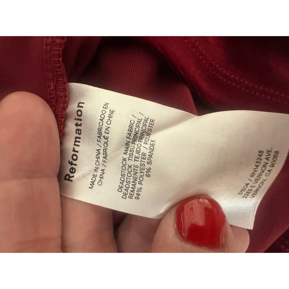 REFORMATION Midi Dress Merel Red Velvet New size XL - Picture 7 of 8